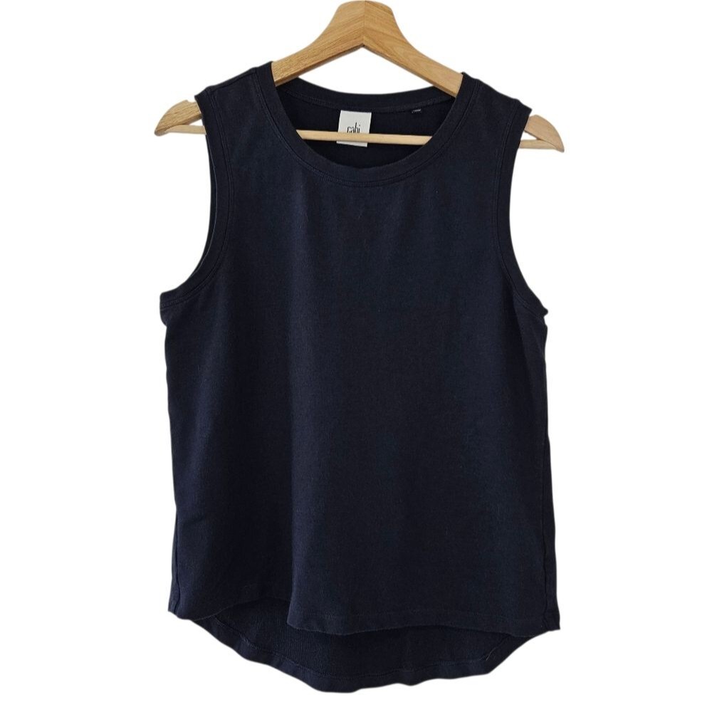 Cabi Navy Blue Easy Tank Sleeveless Top Crew Neck High Low Shirt 5200 Sz S Boss